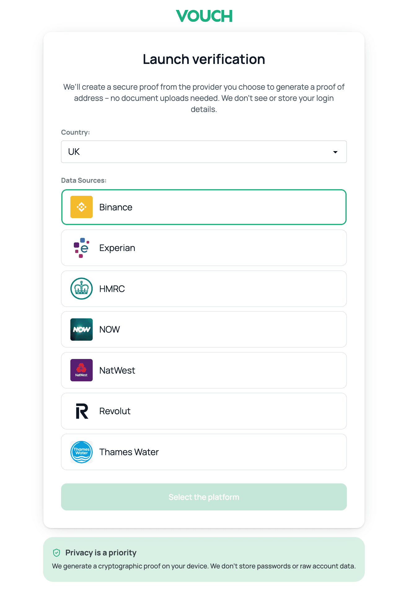 Verification of address widget example
