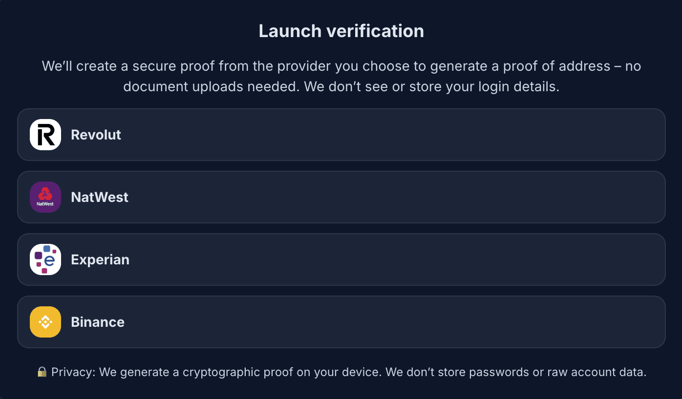 Proof of address widget example
